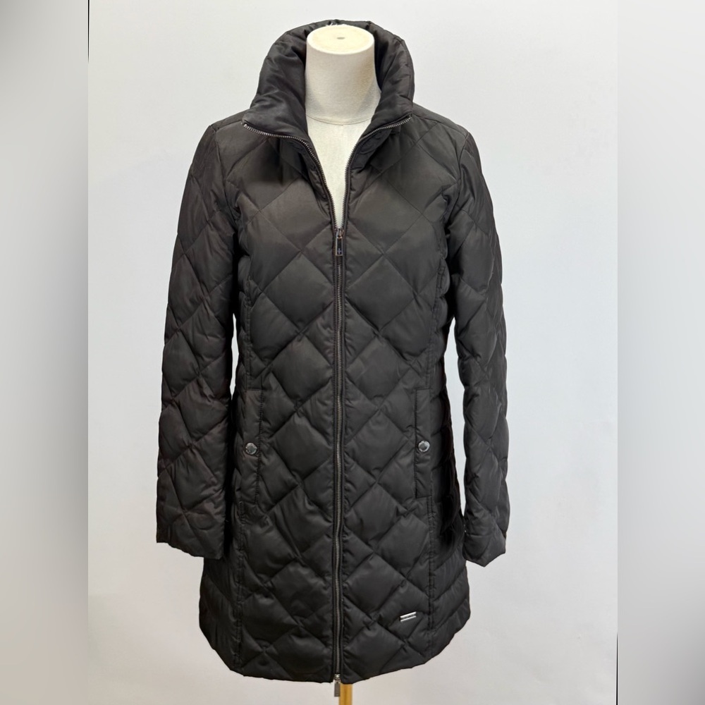 KENNETH COLE Women's Black quilted long puffer coat size S